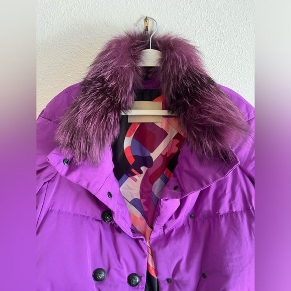 ❗️Clearance❗️Emilio Pucci Purple Real Fox Fur Down Jacket Women 3/4 Sleeves - Picture 8 of 17